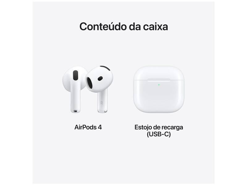 AirPods 4 Apple com Estojo de Recarga USB-C, Branco - MXP63BZ/A